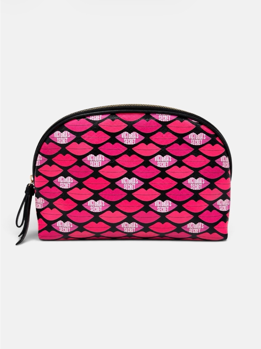 Victoria's Secret Pink and Black Lip-Print Cosmetic Bag